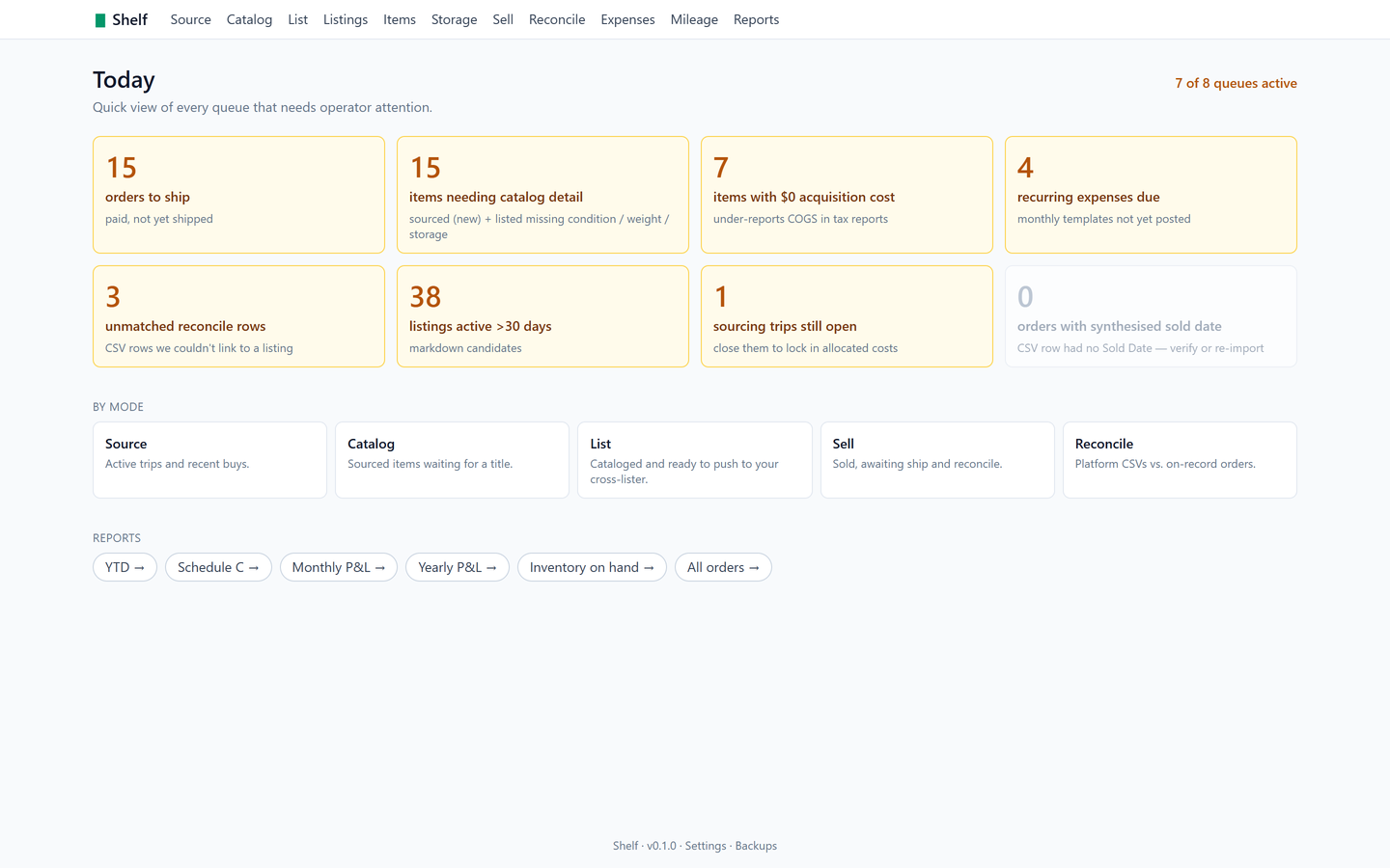 The home dashboard.