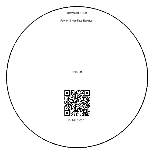 Label for Pewter Silver-Face Receiver