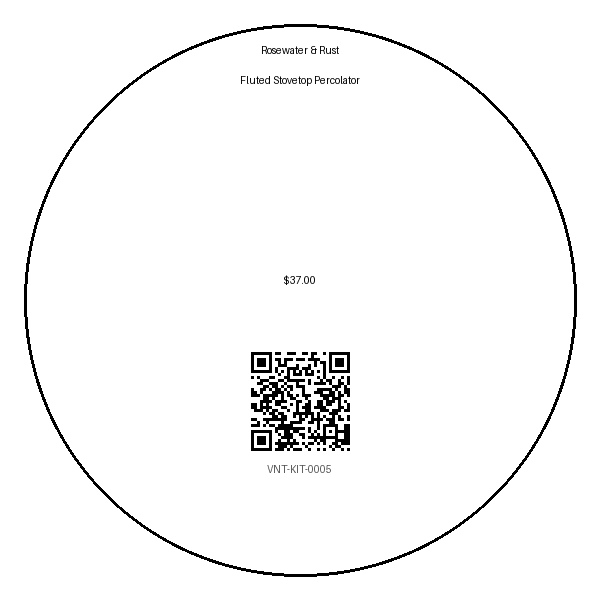 Label for Fluted Stovetop Percolator