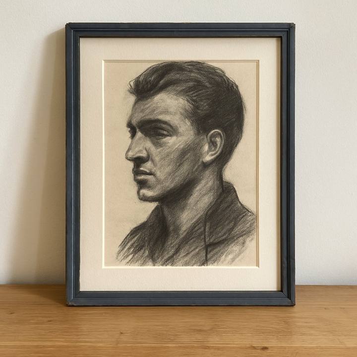Ink Blue Portrait Charcoal