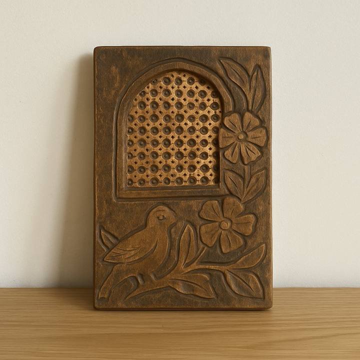 Cane-Back Folk Carved Panel