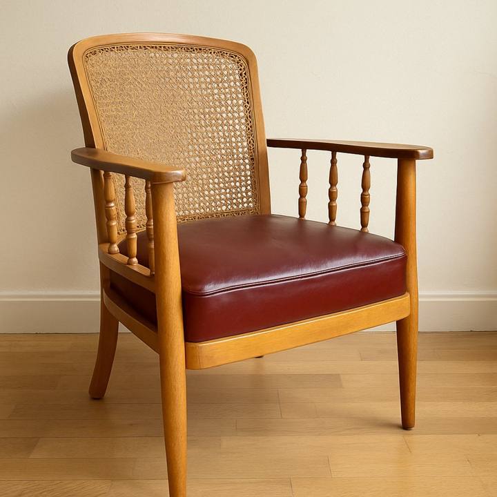 Oxblood Spindle Armchair