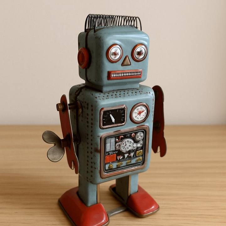 Two-Tone Tin Wind-Up Robot